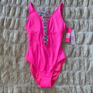 LILLY PULITZER Isle Lattice One Piece Swim PINK